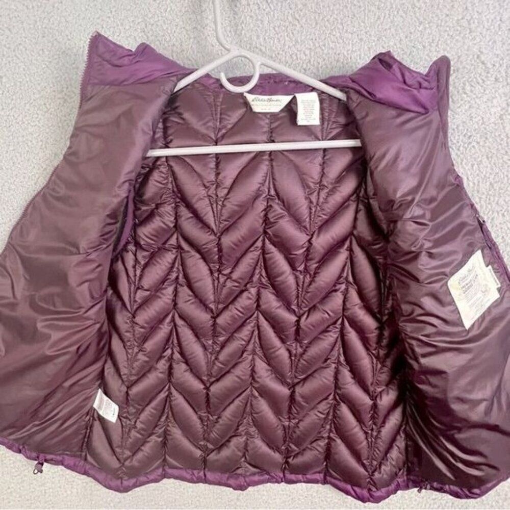 EDDIE BAUER WOMENS GOOSE DOWN HOODED VEST PURPLE SIZE XL - Picture 4 of 11